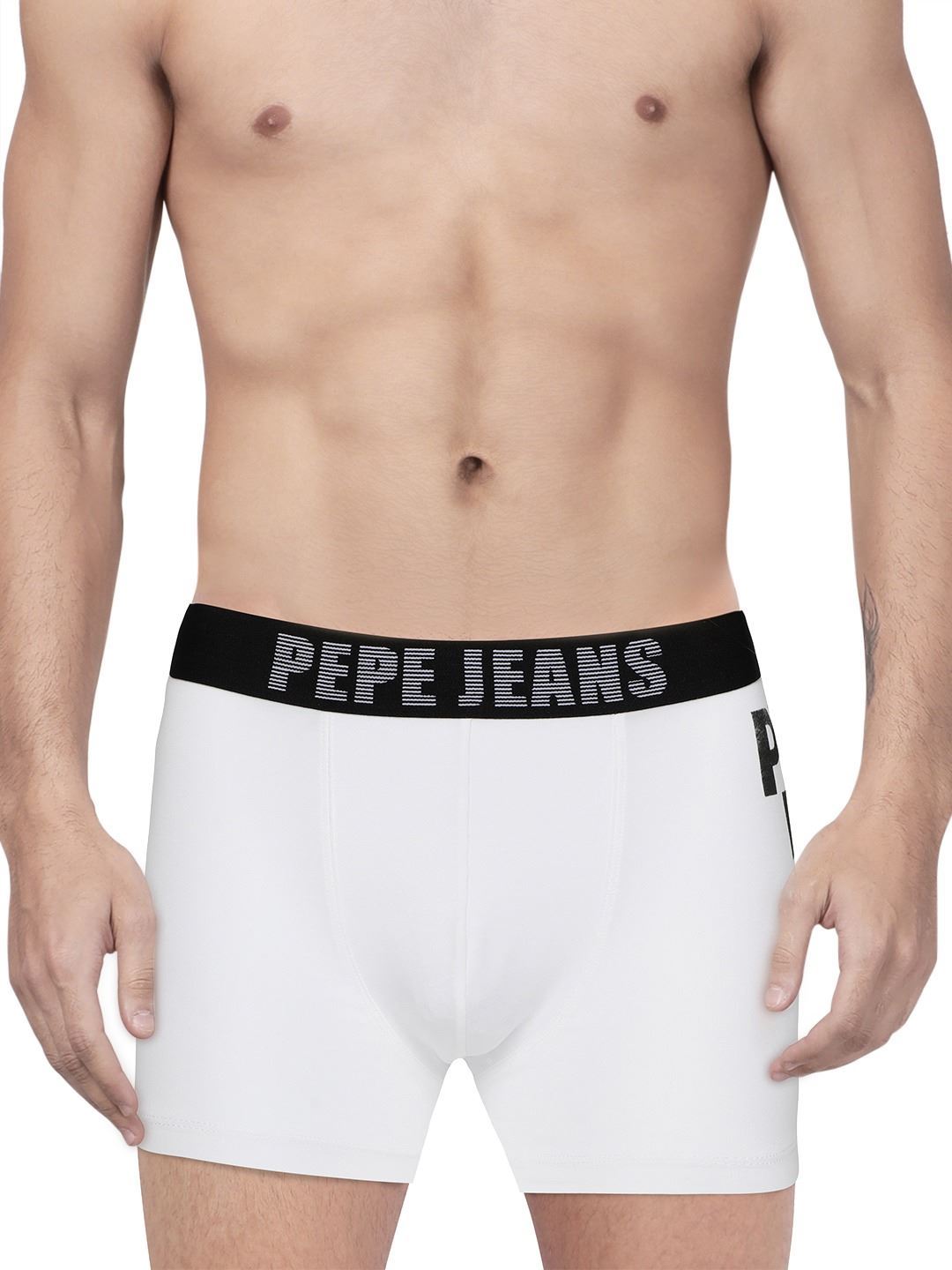 Pepe Jeans London Men Graphic Print White Trunk Pack Of 1